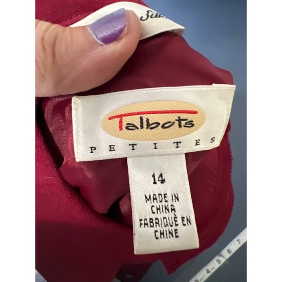 Talbots Petite Pure Silk Burgundy Shirt Dress With Belt & Button Front Size 14 - Picture 6 of 11